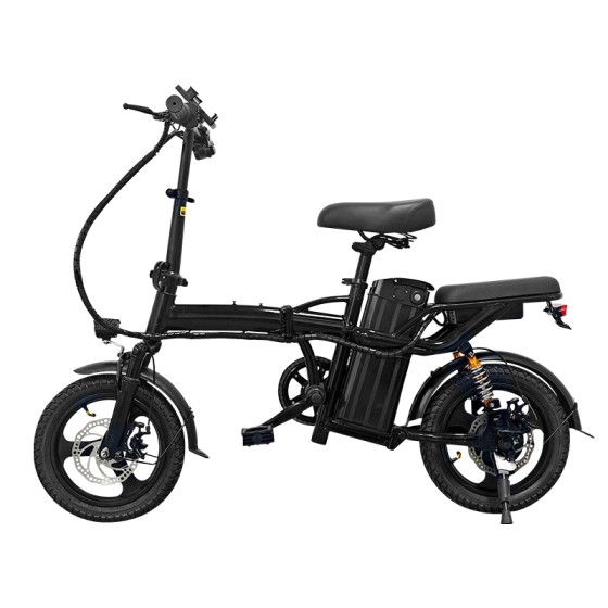 14-inch lithium battery, rear-mounted single-speed folding electric bike for delivery, can fit in the trunk of a small car.